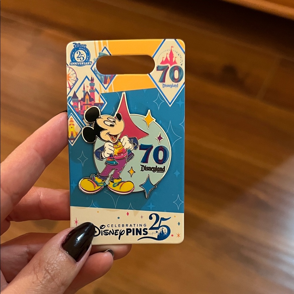 Disney 70th Anniversary Mickey Mouse Pin with Blue and Yellow